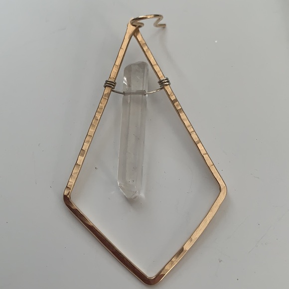 Gold Plated Geo Hoop w/Crystal - Picture 3 of 3